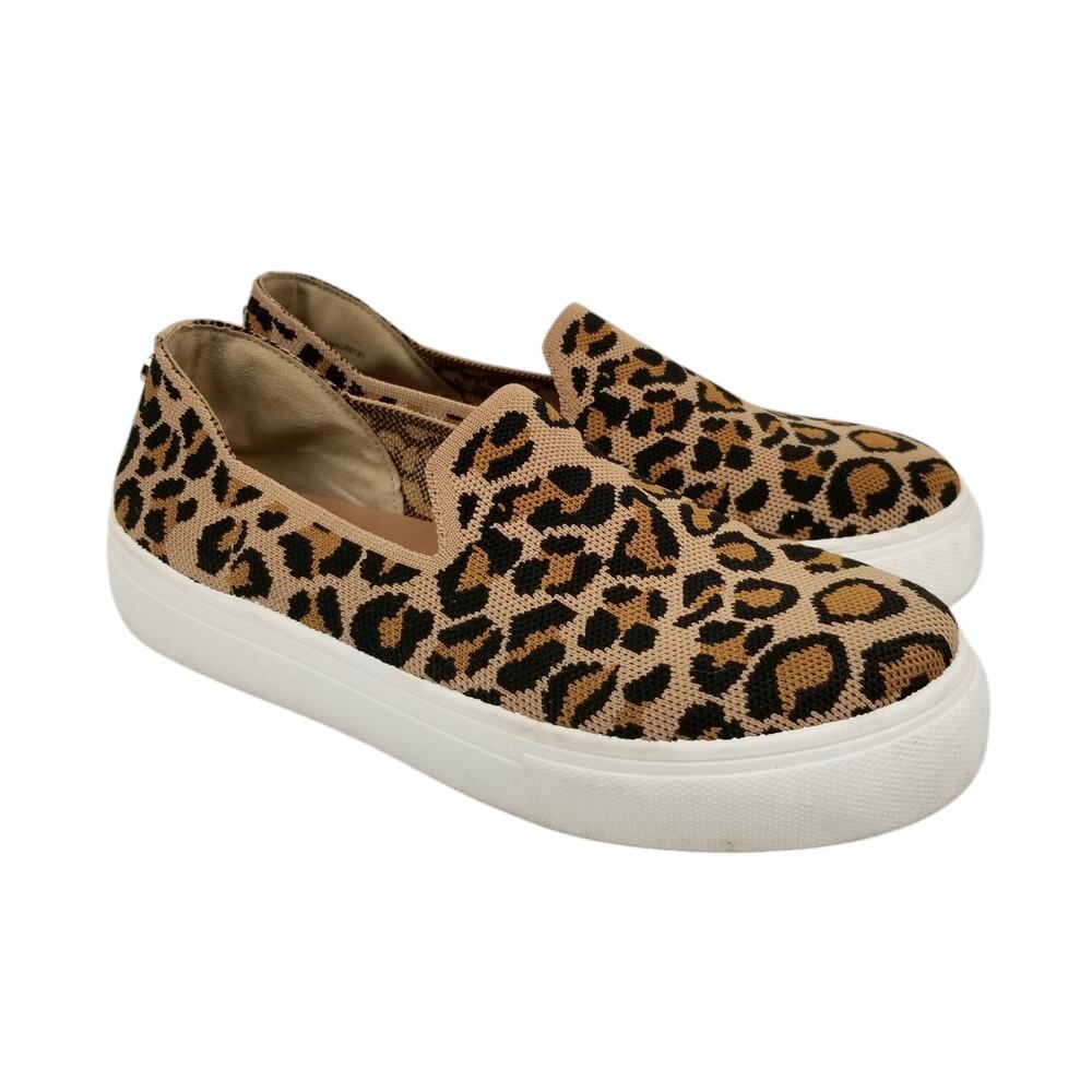 Steve Madden Women's Mailer Leopard Print Stretch Knit Slip On Sneakers Size 8.5